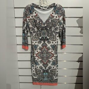 Boston Proper Multicolor Paisley‎ Long Sleeve Dress
